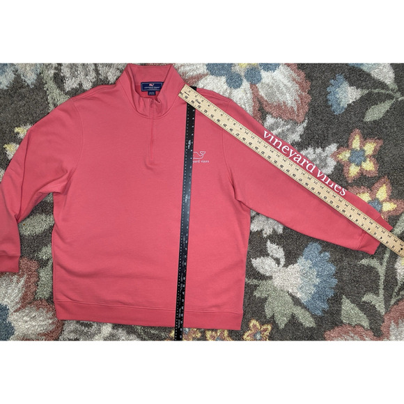Vineyard Vines Pullover Sweater Mens 2XL XXL Pink Preppy Casual 1/4 Zip - Picture 7 of 9